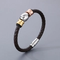 Geflochtenes Lederarmband für Herren mit Magnetverschluss und dreifarbigen Perlen - Stil A Armband (KB182858-TXH) / Braun