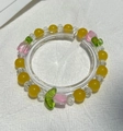 Exquisite beaded bracelet featuring yellow pearls and colorful tulip-shaped glass charms - S025 - [yellow] Tulip Bracelet #sz212