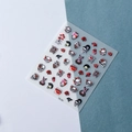Dettaglio di adesivi per unghie 5D punk con teschi e cuori, modello modello TS-151 - TS-151 Stile Gotico Teschio Organi Fiori (TS-151)