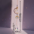 Detailed dimensions of moon sun catcher with purple crystals and rainbow pendant - Style B Purple Stone Moon - 45cm