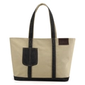 Minimalistische Canvas-Tragetasche für Damen in Beige und Schwarz mit großem Fassungsvermögen - Khaki