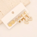 Three-pair gold stainless steel earring set with heart, love engraving and crystals - LOVE Heart (6# Heart)