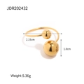 Dettaglio dell'anello aperto in acciaio al titanio dorato con estremità a sfera - Stile Aperto a Doppia Sfera Dorata (JDR202432)