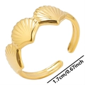 Verstellbarer 1,7 cm goldener Edelstahlring mit fächerförmigen Muscheln und Hochglanzpolitur - Gold