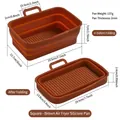Brown foldable rectangular silicone air fryer liner for Ninja DZ201 dual basket models - Caramel color
