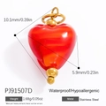 Wasserdichter, 18 Karat vergoldeter Edelstahl Herz-Anhänger in Rot für DIY Schmuck - Edelstahl Rotes Herz Anhänger (PJ91507D)