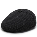 Coppola classica da uomo grigio scuro a quadri in misto lana calda con paraorecchie - Taglia unica / Quadri Nero