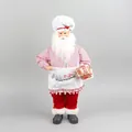 50cm Chef Santa Claus figurine wearing a red striped shirt and apron with gingerbread house - Style 14 Chef Outfit With Gingerbread House 50cm