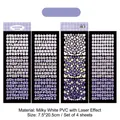 Purple laser sticker set with 4 sheets of PVC alphabets and shapes for DIY scrapbooking - 5# Purple Smoke Dream (4 Sheets Set)