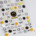 5D flinterdunne nagelstickers TS439 met gele smileys en diverse tekstpatronen decor - Glimlach Gezicht Mr. (TS-439)