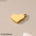 Pendentif cœur en acier inoxydable doré de 15x10mm avec une finition polie - Petit Coeur Lisse(KLJ6754-Z)