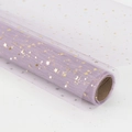 Light purple mesh wrap with gold stars and moon foil pattern on a professional roll - 50cm*5 Yards/Roll / Deep Purple