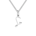 Silver titanium steel necklace featuring a heart-accented cursive letter pendant - Letter S / Steel