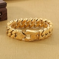 Bracciale da uomo a catena cubana dorata con incisioni floreali vintage - 22cm / Oro