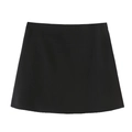 Minifalda clásica evasé de punto negro con cintura alta y acabado de tela rugosa - S / Minifalda de Punto / Negro