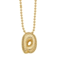 Collana con ciondolo a lettera dorata in stile palloncino con zirconi e catena a sfere - Oro - Lettera D