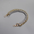 Short 40cm woven bag strap in gray cord with gold metal chain and swivel lobster clasps - Old Version / Light Gray