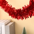 Close-up of red metallic Christmas tinsel garland for festive party and home decoration - 9cm*2m / Metallic Red