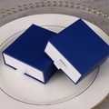 Navy blue drawer jewelry box with white insert and ribbon pull handle set of two - 8*8*3.2CM / Blue + White