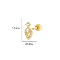 Gold heart earring with zircons and iridescent stone, measuring 1.14cm by 0.53cm - 11# Golden (Opal Heart)