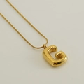 Chubby bubble letter G pendant on golden stainless steel snake chain necklace - Letter G / Gold