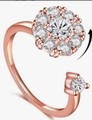 Adjustable rose gold spinning anxiety ring featuring a crystal floral zircon setting - Halo Pave Spinner (Rose Gold)