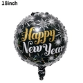 18 inch round black Happy New Year foil balloon with gold and white fireworks design - New Year Fireworks Round Balloon