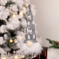 Gnomo de Navidad con luz y gorro de punto con renos y una larga barba blanca suave - Estilo C Colgante de Hombre del Bosque / Gris