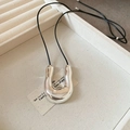 Faux leather magnetic glasses holder necklace with horseshoe pendant in polished silver - 66# Necklace Black Silver U-Shape