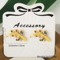 Leaf-shaped gold stud earrings with colorful cubic zirconia and exact dimensions - Leaf Style