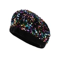 Chic women's beret featuring colorful sequins and black fabric in a retro fashion style - M (56-58cm) / Colorful