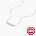 Collar de plata de ley S925 con colgante de corazón Mom y circonitas brillantes - Oro Blanco