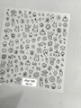 Adhesive nail art sticker featuring black cartoon rabbit and bear doodles for DIY manicures - Aha-9001 Black Cartoon