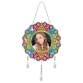 Bohemian DIY mandala diamond painting hanging mirror with vibrant crystal beads - Red and Green Mandala Style 3