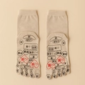 Calze a cinque dita beige con mappatura della riflessologia plantare sulla suola in cotone - Taglia unica / Cachi (Donna)