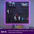 Modular black pegboard storage system for wall organization with hooks and shelves - Combo Package G - Black