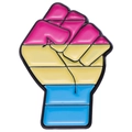 Pansexual pride flag raised fist enamel pin in pink, yellow and blue colors - Pansexual Pride Color Fist Style (xz8334)