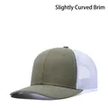 Classic army green trucker hat with white mesh back and slightly curved brim style - Adjustable / Light Army Green + White Mesh