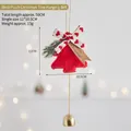 Pendaglio per albero di Natale in peluche rosso con campanella d'oro e fiocco - Rosso