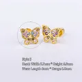 Puce d'oreille papillon colorée en acier 316L avec pierres bleues et mauves, 8,7mm - (1 PC) 5# Papillon - Or