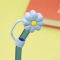 Blue flower silicone straw topper with yellow center for 10mm cups and tumblers - Blue Yellow Flower / 10mm