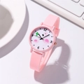 Detail of pink silicone watch band with cartoon flamingo pattern and digital dial display - Flamingo & Cactus Style 2 (2#)