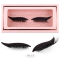 Dramatic black false eyelashes with pink glitter eyeliner stickers style YY-17 - Black Glitter (YY-17)