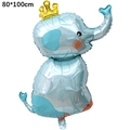 Blue elephant foil balloon with pink dots and gold crown for birthday party 80x100cm - Crown Elephant