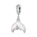 Exquisite 925 sterling silver mermaid tail pendant with iridescent opal stone and zircons - BSC916-Simple Fish Tail