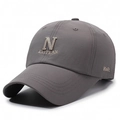 Cappellino da baseball grigio scuro con ricamo lettera N vintage e tesa curva strutturata - Regolabile / Grigio