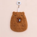 Cute brown capybara hanging hand towel made of ultra-absorbent coral fleece fabric - Dull Capybara