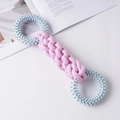 Robuste blaue Gummiringe mit rosa geflochtenem Baumwollseil für die Hundepflege - Doppelter Stachelring-Griffseil / 30cm (Nr.3) / Rosa Blau Patchwork Kariert