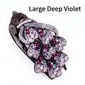 Grote donkerviolette haarklem met elegant bloemenpatroon van strassteentjes voor dames - Groot / Elegant Paars Pauw