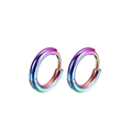 Minimalist rainbow round hoop earrings in high quality stainless steel for daily wear - 16mm Pair / Colorful